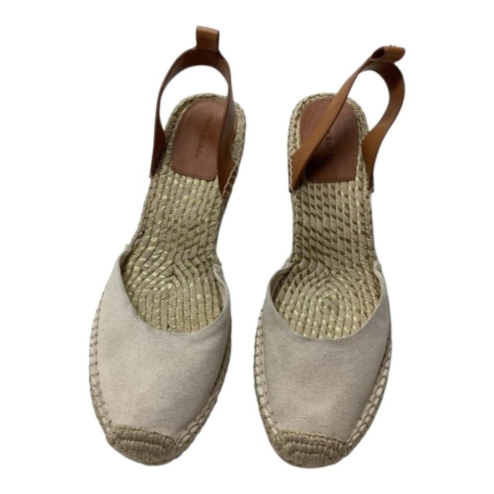 Tory Burch Beige Espadrille Wedge Sandals Size 10.5